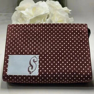 Alexander Wang Suede Leather Brown White Polka Dot Clutch $ EUC + COA